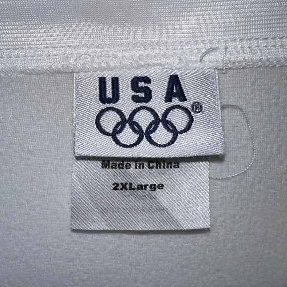 Team USA Olympic White Embroidered Zip Warm Up Jacket Men's Size 2X 2XL - Picture 3 of 6